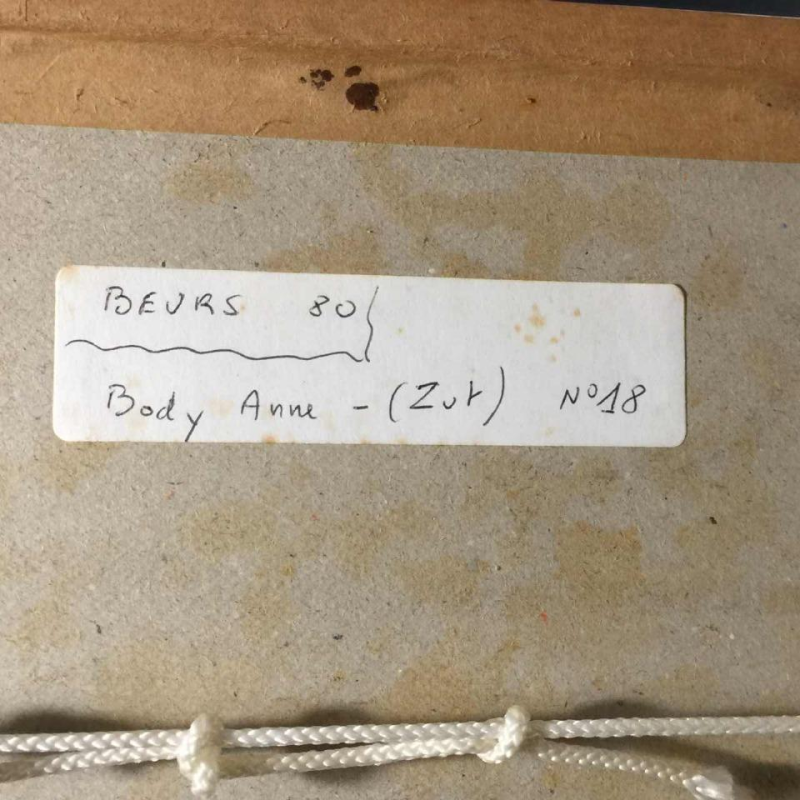 Anne Body "The Zut", tekening gouache op papier, origineel inlijsten, circa 1965