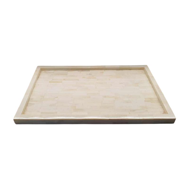 Plateau en os, métal chromé et verre, Italie XXe s