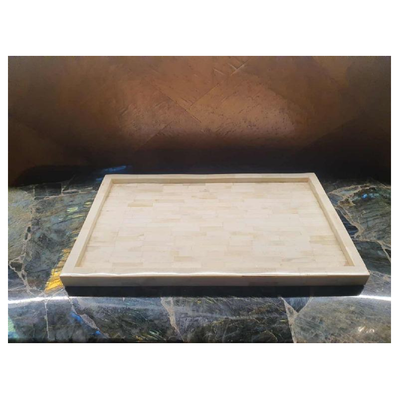 Tray made of bone, chrome-plated metal and glass, 20th century