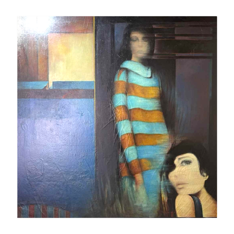 MACKOWIAK ERWIN 'Confidences féminines' tableau Pop'Art / Hyperréaliste belge, peintre huile sur toile, 1969