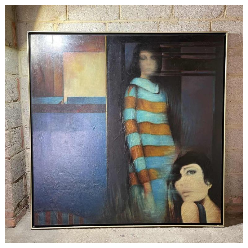 MACKOWIAK ERWIN 'Confidences féminines' tableau Pop'Art / Hyperréaliste belge, peintre huile sur toile, 1969