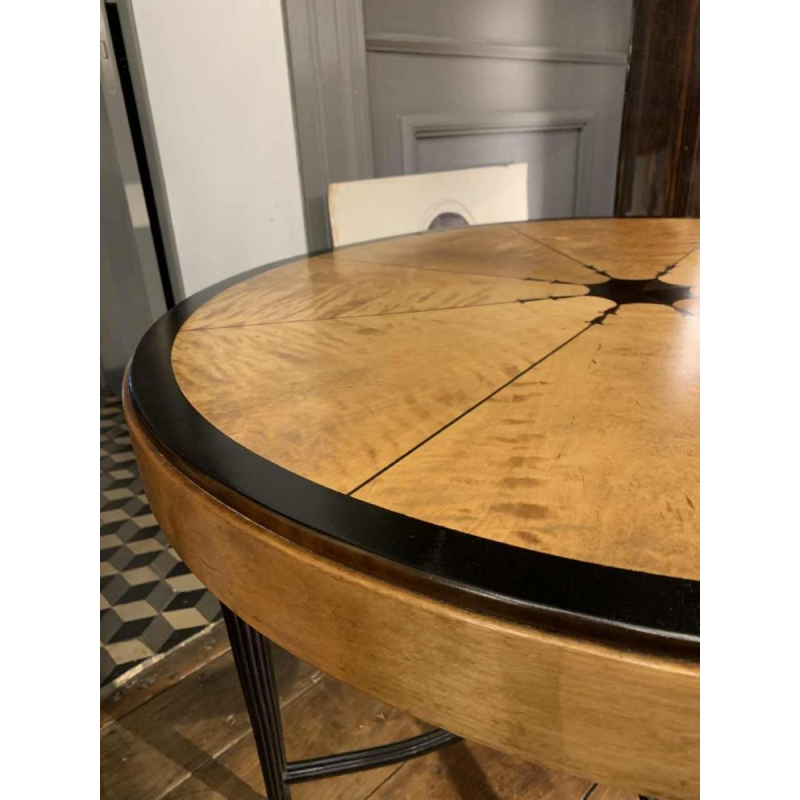 SUE ET MARE (toegeschreven) Art Deco ingelegde sycamore ebbenhouten bijzettafel