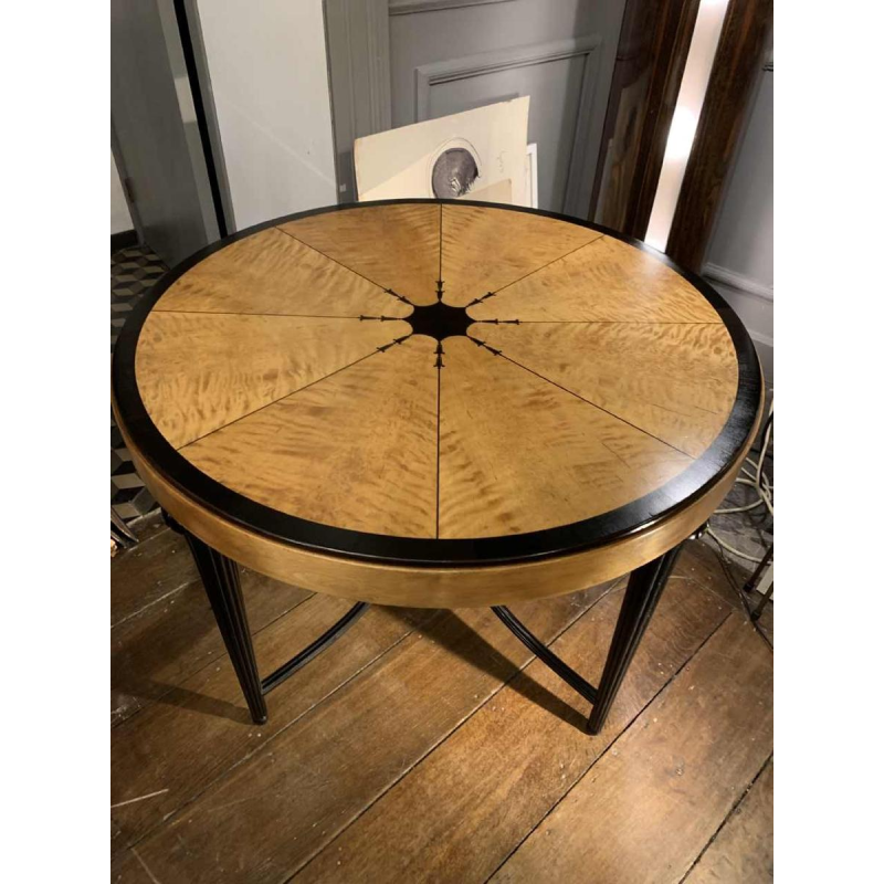 SUE ET MARE (toegeschreven) Art Deco ingelegde sycamore ebbenhouten bijzettafel