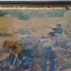 Tinnen bakje met “Michiels chocolade“ reclame 1905, 75 jaar onafhankelijkheid