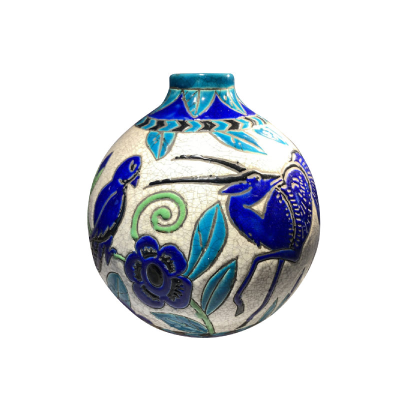 Vase Boch Keramis La Maitrise Charles Catteau décor animalier art deco