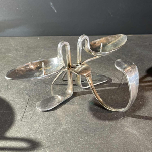 Pair of silver-plated 'Cutlery' candlesticks, ca 1970