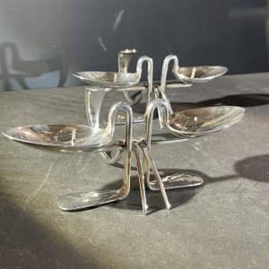 Pair of silver-plated 'Cutlery' candlesticks, ca 1970