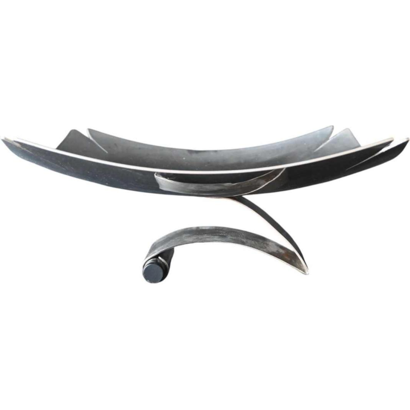 Lino Sabattini, centre de table moderniste sculptural en métal argenté, Italie 1970s