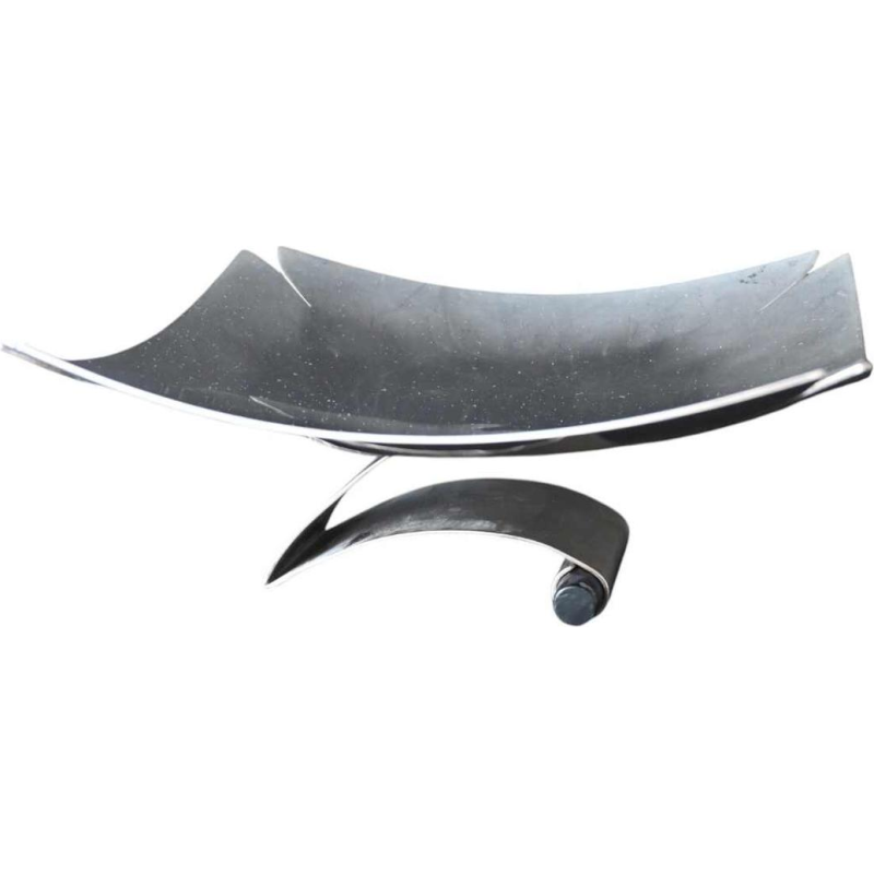 Lino Sabattini, centre de table moderniste sculptural en métal argenté, Italie 1970s