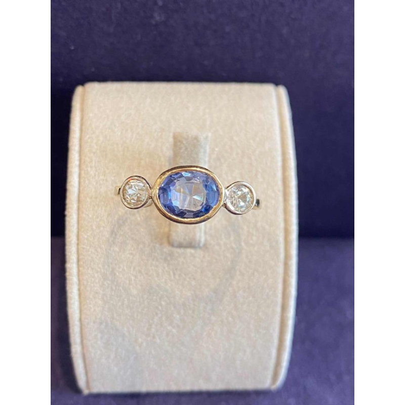 Bague ancienne or saphir & diamants, ca 1900