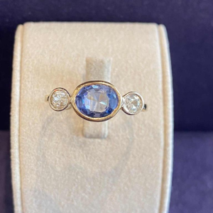 Antique gold sapphire & diamond ring, ca 1900