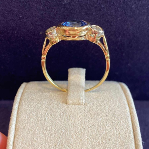 Bague ancienne or saphir & diamants, ca 1900