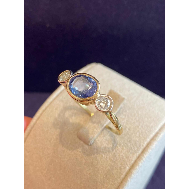 Bague ancienne or saphir & diamants, ca 1900
