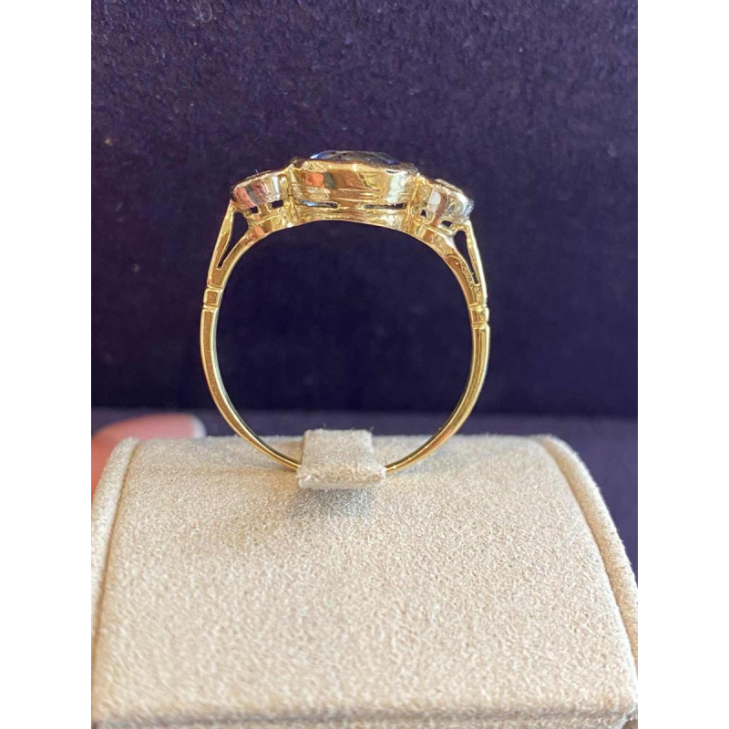 Bague ancienne or saphir & diamants, ca 1900