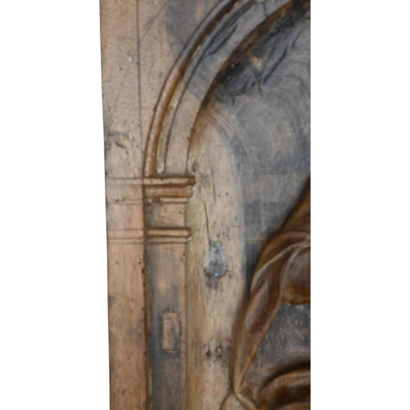 Christ on the cold stone, carved wood panel, 17th century