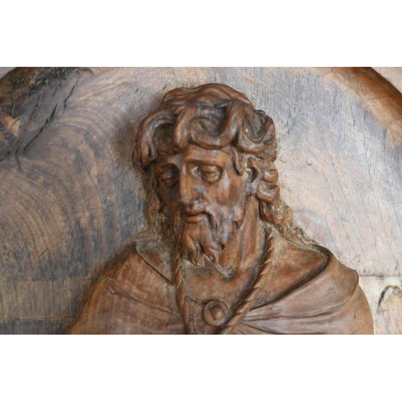 Christus op de koude steen, gesneden houten paneel, 17e eeuw