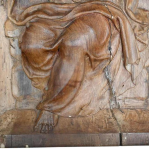 Christus op de koude steen, gesneden houten paneel, 17e eeuw