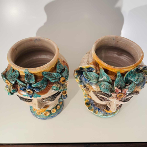 Caltagirone Sicilia “Tête de Maure“ jardinières vases en céramique (argile), Italie milieu XXe s