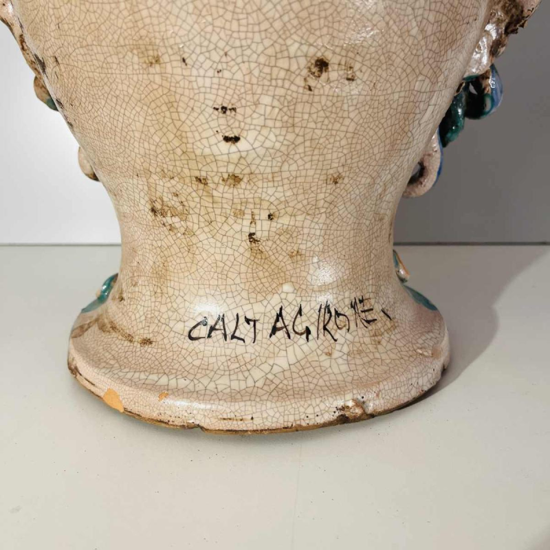 Caltagirone Sicilia “Moor's Head“ ceramic (clay) planters and vases, Italy mid-20th century