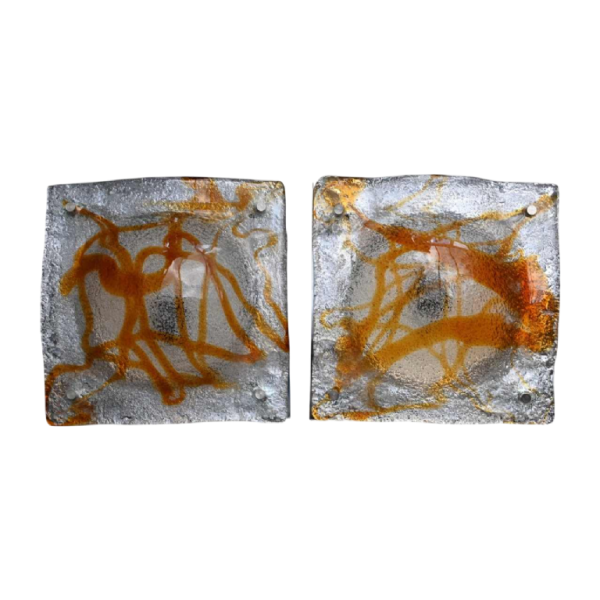 Toni Zuccheri pour Mazzega à Murano, paire d'appliques vintage en verre, 1970s