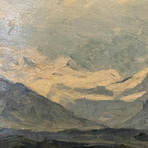 DELDERENNE LEON, Oil Painting "Landscape lake snowy mountains", ca 1910