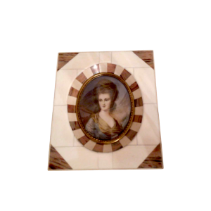 Gainsborough, miniatuurschilderij op ivoor van Madame Beaufoy, Engeland 18e eeuw