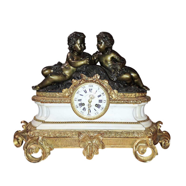 Horloge et candélabres, garniture de cheminée Napoléon III, fin XIXe s