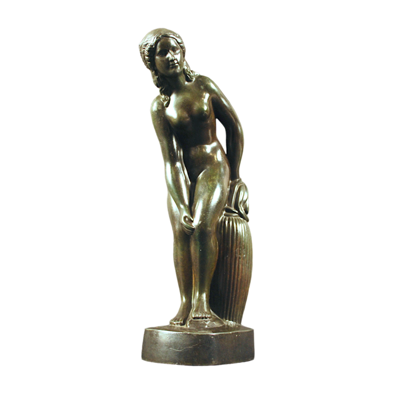 Just Andersen "Femme nue" Sculpture danoise en disko métal patiné bronze 1925s