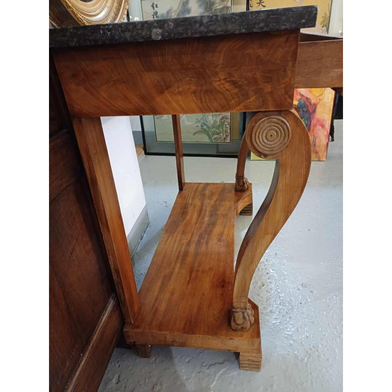 Charles X style console table, mahogany with claw feet and black marble top, late 19th century
