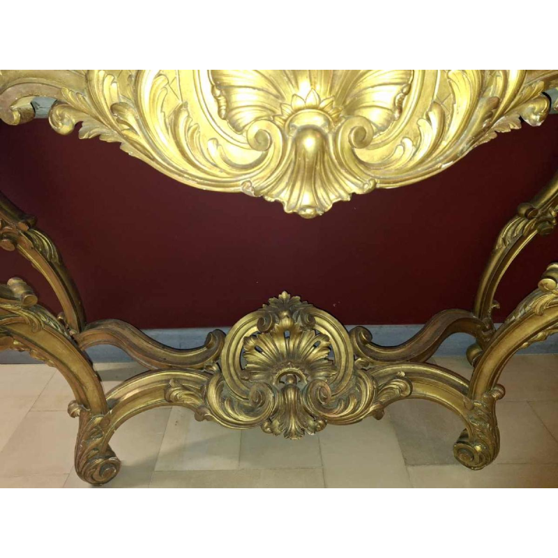 Gilded console / wall planter, white marble shelf, late 19th c