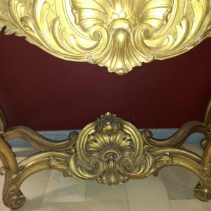 Gilded console / wall planter, white marble shelf, late 19th c