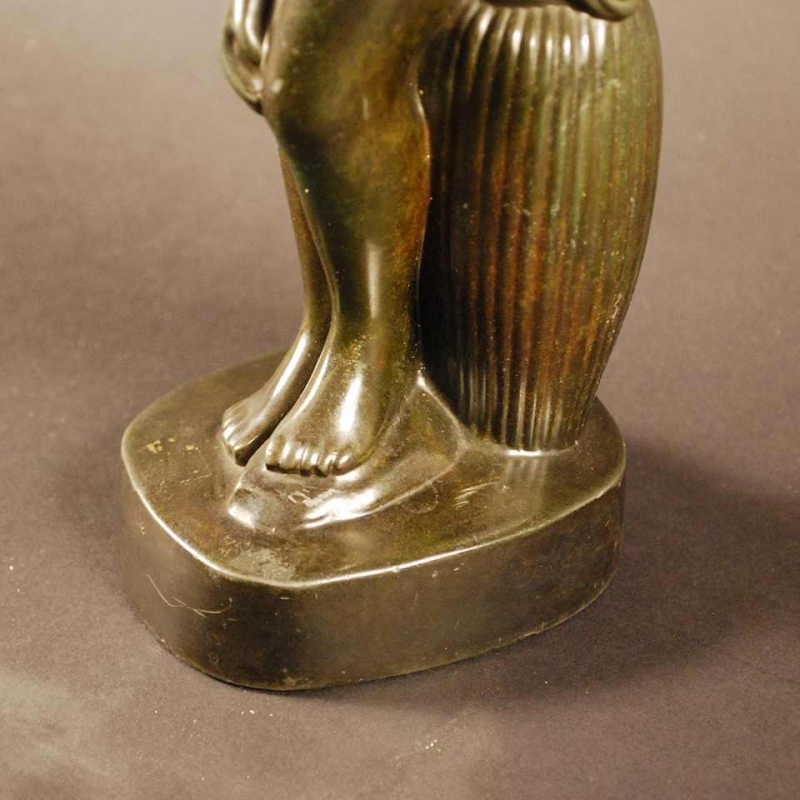Just Andersen " Naakte vrouw " sculptuur in disko-metaal met bronspatina 1925