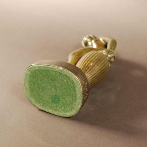 Just Andersen " Naked woman " Danish sculpture, disko metal bronze patina 1925s