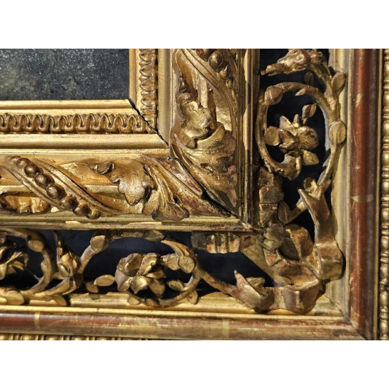 Georges Croegaert 'Elegante vrouw met een roos' schilderij olieverf op paneel, 19e eeuw