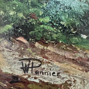 Willy PANNIER «Détente au bord de l’eau» peinture, huile sur panneau