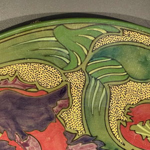 ZUID HOLLAND PLATEELBAKKERIJ "WM", Large Art Nouveau Ceramic Dish, ca 1910