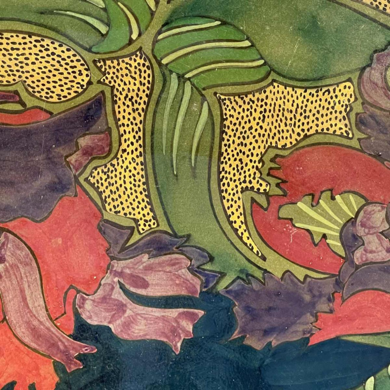 ZUID HOLLAND PLATEELBAKKERIJ " WM ", Grand Plat Art Nouveau Céramique, ca 1910