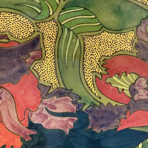 ZUID HOLLAND PLATEELBAKKERIJ "WM", Large Art Nouveau Ceramic Dish, ca 1910