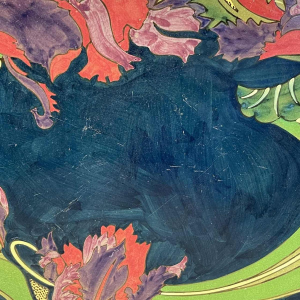 ZUID HOLLAND PLATEELBAKKERIJ "WM", Grote Art Nouveau Keramiek Schaal, ca 1910