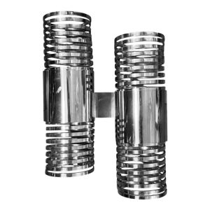 Paire d'appliques murales ' Spirale / Ressort ' en acier chrome´, Space Age ca 1970