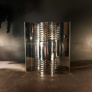 Pair of ' Spiral / Spring ' wall light sconces, chromed steel, Space Age ca 1970