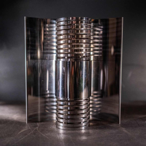 Pair of ' Spiral / Spring ' wall light sconces, chromed steel, Space Age ca 1970