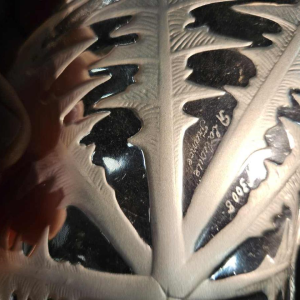 René Lalique pissenlit 6 saladeborden wit geperst satijnglas, model gemaakt in 1924