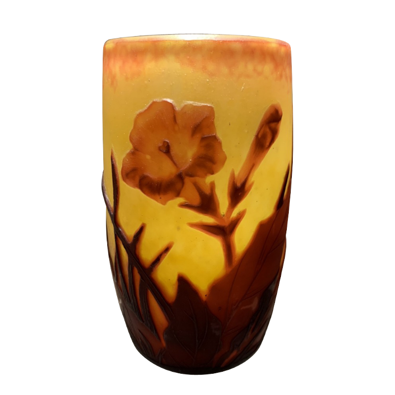 DAUM époque 1900 art nouveau vase à décor de fleurs de tabac