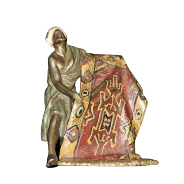 Vienna bronze The carpet merchant Orientalist sculpture after Franz Bergmann, Austria late 19th century