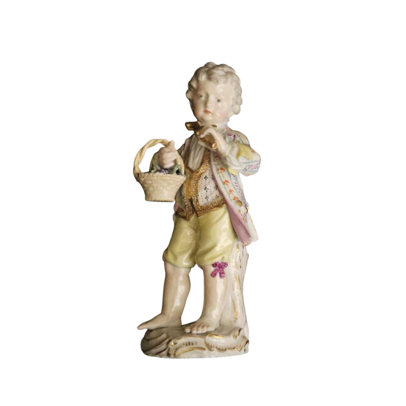 Porcelaine de Meissen, figurine 'L'enfant au panier' Allemagne fin XIXe s