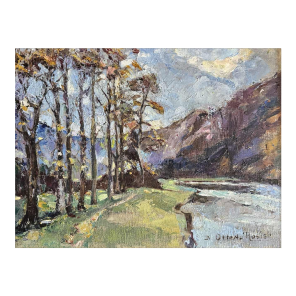 Berthe Otten-Rosier 'Paysage, vallée de l’Ourthe ?' peinture huile sur toile