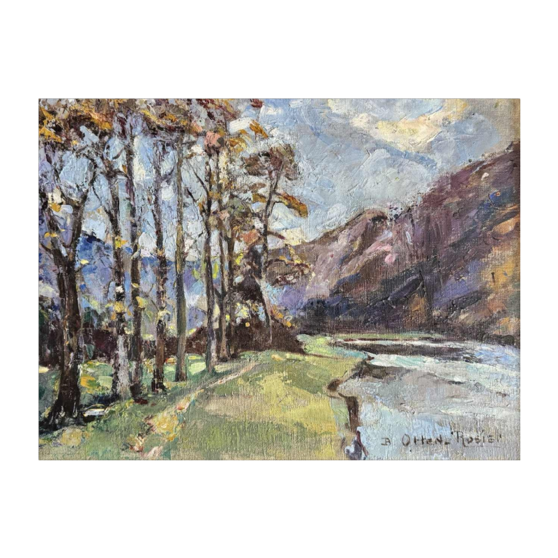 Berthe Otten-Rosier 'Paysage, vallée de l’Ourthe ?' peinture huile sur toile