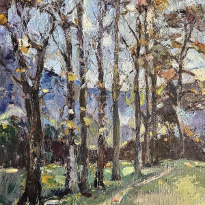 Berthe Otten-Rosier 'Landschap, Ourthevallei ?' schilderij olieverf op doek