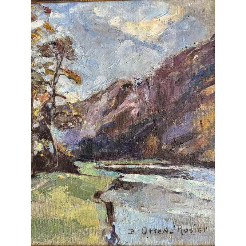 Berthe Otten-Rosier 'Paysage, vallée de l’Ourthe ?' peinture huile sur toile